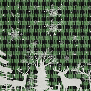 HomeRoots 8' Round Plaid Area Rug in Green, Black & Ivory – Durable, Washable for Indoor & Outdoor Use! 621660