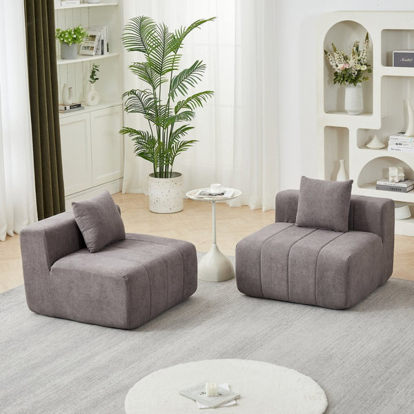 English Elm Chenille Modular Sectional Sofa Curved Piano Key Design Plush Living Room Lounge Seating Grey W834P389128