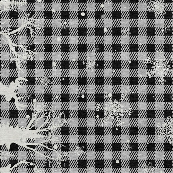 HomeRoots 8' X 10' Gray Black and Ivory Plaid Rug – Stylish, Washable Indoor-Outdoor Area Rug for Any Space 621673