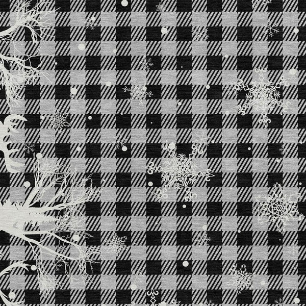 HomeRoots 9' X 12' Gray Black Ivory Plaid Washable Area Rug - Durable Indoor Outdoor Design for Every Space! 621674