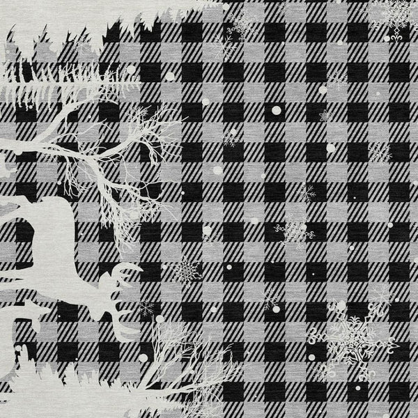 HomeRoots 10' Gray, Black & Ivory Plaid Washable Area Rug – Durable Indoor/Outdoor Style for Busy Homes 621675