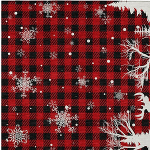 HomeRoots 5' X 8' Stylish Red Black Ivory Plaid Washable Area Rug - Durable for Indoor & Outdoor Spaces! 621677