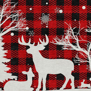 HomeRoots 8' Round Plaid Washable Area Rug in Red, Black & Ivory – Durable, Stylish, Indoor/Outdoor Versatility! 621678