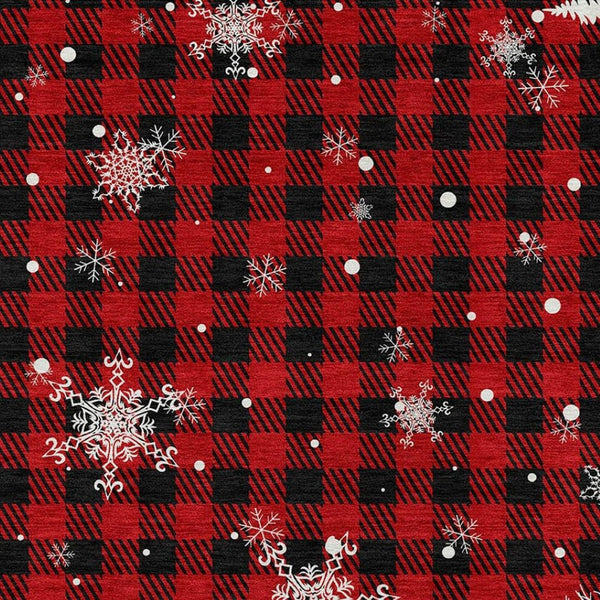 HomeRoots 8' X 10' Plaid Area Rug - Red, Black & Ivory - Durable, Washable Indoor/Outdoor Rug for Any Space 621679