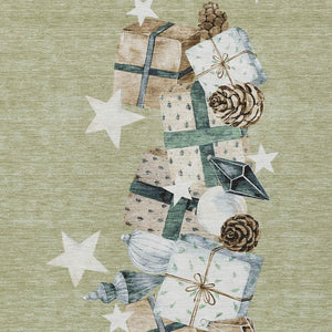 HomeRoots 5' X 8' Washable Indoor/Outdoor Area Rug in Artichoke Green, Beige, Ivory & Taupe - Durable Style 621689