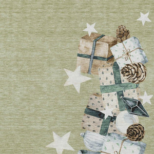 HomeRoots 10' X 14' Artichoke Green Beige Ivory Taupe Washable Area Rug - Stylish, Durable & Versatile Design 621693