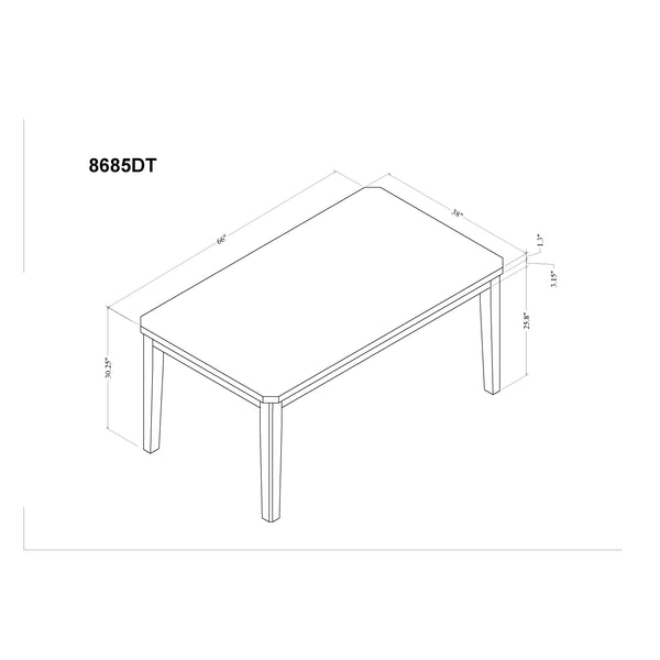 English Elm VHONG Solid Wood Dining Table in Dark Gray Finish — Transitional Clipped Corners, Durable MDF & Rubberwood B201P226146