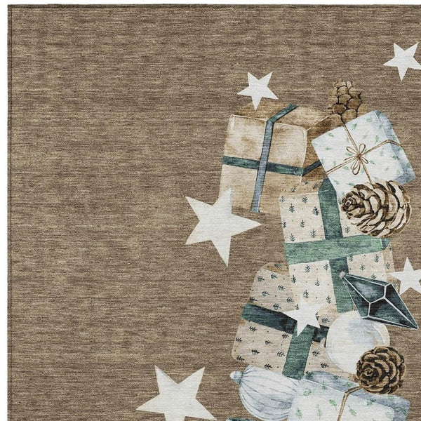 HomeRoots 9' Washable Indoor Outdoor Area Rug in Elegant Brown, Beige, Ivory & Taupe – Durable & Versatile! 621704