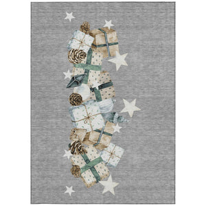 HomeRoots 5' X 8' Indoor/Outdoor Area Rug in Gray, Beige, Ivory & Taupe - Washable, Durable, Stylish Decor 621713