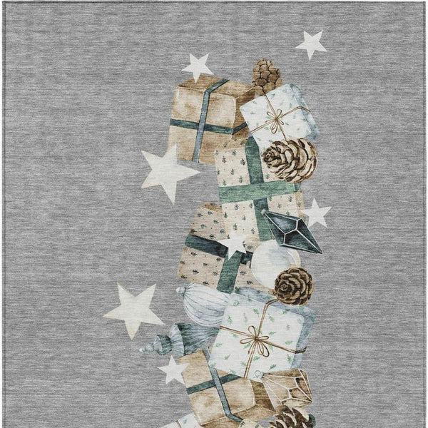 HomeRoots 5' X 8' Indoor/Outdoor Area Rug in Gray, Beige, Ivory & Taupe - Washable, Durable, Stylish Decor 621713