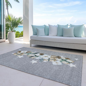 HomeRoots 5' X 8' Indoor/Outdoor Area Rug in Gray, Beige, Ivory & Taupe - Washable, Durable, Stylish Decor 621713