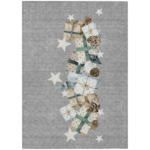 HomeRoots 5' X 8' Indoor/Outdoor Area Rug in Gray, Beige, Ivory & Taupe - Washable, Durable, Stylish Decor 621713