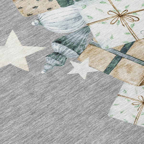 HomeRoots 5' X 8' Indoor/Outdoor Area Rug in Gray, Beige, Ivory & Taupe - Washable, Durable, Stylish Decor 621713