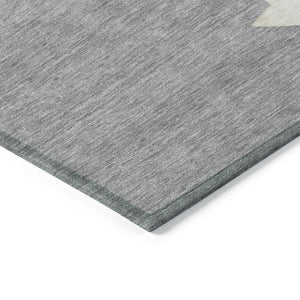 HomeRoots 8' Round Washable Area Rug in Gray Beige Ivory Taupe - Modern Geometric Pattern for Indoor & Outdoor Use 621714