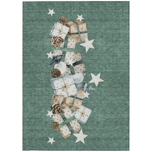 HomeRoots 5' X 8' Machine-Washable Area Rug in Pale Aqua, Beige, Ivory & Taupe - Stylish & Durable for Indoors/Outdoors 621731