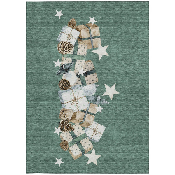 HomeRoots 5' X 8' Machine-Washable Area Rug in Pale Aqua, Beige, Ivory & Taupe - Stylish & Durable for Indoors/Outdoors 621731