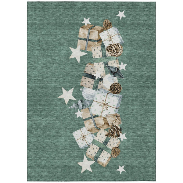 HomeRoots 5' X 8' Machine-Washable Area Rug in Pale Aqua, Beige, Ivory & Taupe - Stylish & Durable for Indoors/Outdoors 621731
