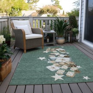 HomeRoots 5' X 8' Machine-Washable Area Rug in Pale Aqua, Beige, Ivory & Taupe - Stylish & Durable for Indoors/Outdoors 621731