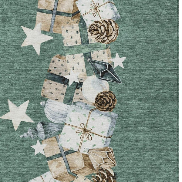 HomeRoots 8' X 10' Stylish Pale Aqua Beige Ivory Taupe Washable Area Rug for Indoor & Outdoor Living Spaces 621733