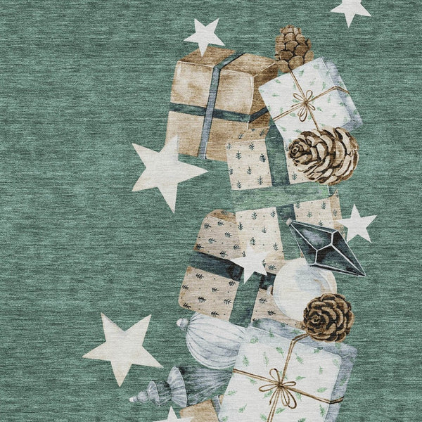 HomeRoots 8' X 10' Stylish Pale Aqua Beige Ivory Taupe Washable Area Rug for Indoor & Outdoor Living Spaces 621733