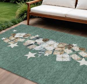 HomeRoots 10' Washable Indoor Outdoor Area Rug in Pale Aqua, Beige, Ivory & Taupe – Durable & Stylish Design 621735