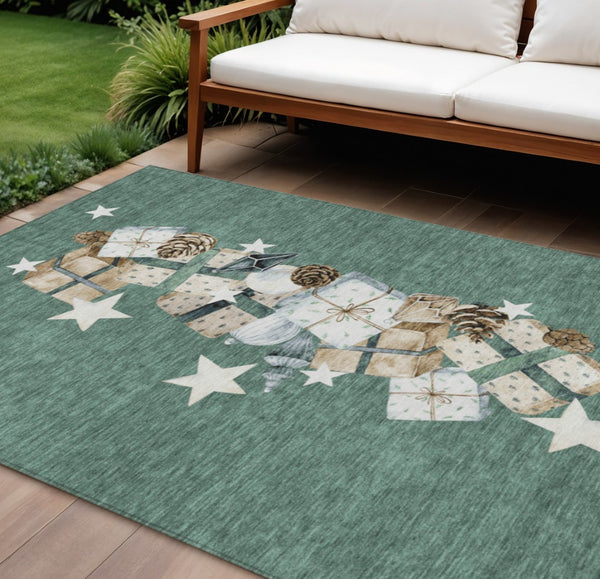HomeRoots 10' Washable Indoor Outdoor Area Rug in Pale Aqua, Beige, Ivory & Taupe – Durable & Stylish Design 621735