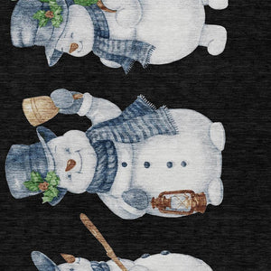 HomeRoots 10' Indoor/Outdoor Snowmen Area Rug - Black Denim Blue & Ivory, Washable, Durable for High-Traffic Spaces 621747