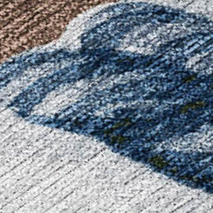 HomeRoots 5' Stylish Brown Denim Blue & Ivory Snowmen Washable Area Rug for Indoor & Outdoor Spaces 621749