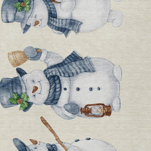HomeRoots 5' X 8' Snowmen Area Rug - Ivory & Denim Blue, Durable Indoor/Outdoor, Machine Washable Charm! 621761
