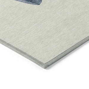 HomeRoots 8' Ivory and Denim Blue Round Snowmen Area Rug - Whimsical, Washable, Durable for Indoor & Outdoor Use 621762