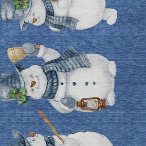 HomeRoots 5' X 8' Navy Blue Snowmen Area Rug - Washable, Non-Slip, Indoor/Outdoor Durable Accent for Homes 621767