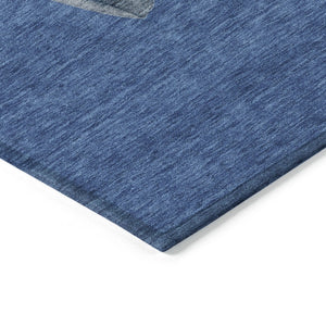 HomeRoots 8' Navy Blue Denim Snowmen Area Rug - Washable, Weather-Resistant, Perfect for Indoor & Outdoor Use 621768