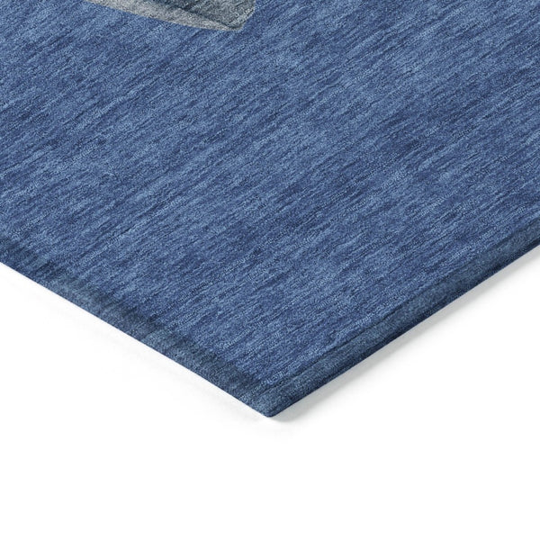 HomeRoots 8' Navy Blue Denim Snowmen Area Rug - Washable, Weather-Resistant, Perfect for Indoor & Outdoor Use 621768