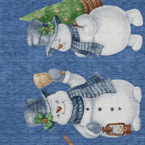 HomeRoots 8' X 10' Snowmen Area Rug - Navy Blue & Ivory, Washable, Stain-Resistant for Indoor/Outdoor Use 621769