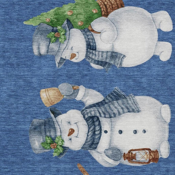HomeRoots 8' X 10' Snowmen Area Rug - Navy Blue & Ivory, Washable, Stain-Resistant for Indoor/Outdoor Use 621769