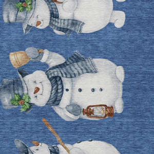 HomeRoots 9' X 12' Navy Blue Snowmen Area Rug - Durable, Washable, Perfect for Indoor & Outdoor Spaces! 621770
