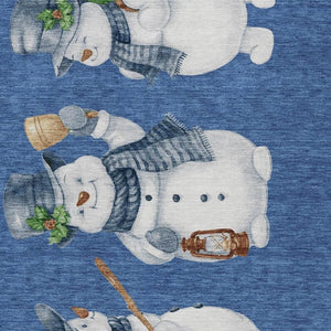 HomeRoots 10' Navy Blue Snowmen Indoor Outdoor Area Rug – Durable, Washable, Non-Slip, Perfect for High-Traffic Areas! 621771