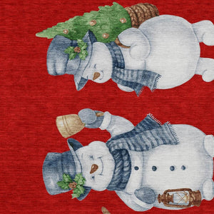 HomeRoots 5' X 8' Cheerful Snowmen Area Rug - Washable, Durable, Perfect for Indoor & Outdoor Use, Red & Blue 621773