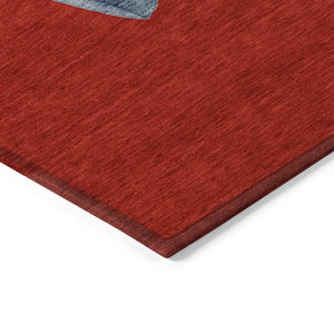 HomeRoots 8' Round Snowmen Area Rug in Red, Denim Blue & Ivory – Durable, Washable Indoor/Outdoor Charm 621774