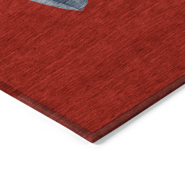 HomeRoots 8' Round Snowmen Area Rug in Red, Denim Blue & Ivory – Durable, Washable Indoor/Outdoor Charm 621774