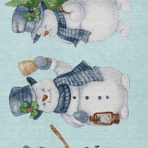 HomeRoots 5' X 8' Snowmen Indoor Outdoor Area Rug - Sky Blue & Ivory Washable, Durable, Stylish Decor for All Spaces 621779