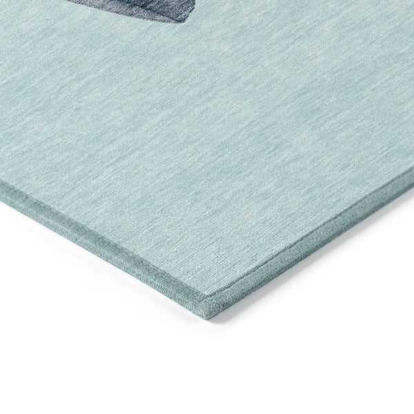 HomeRoots 8' Round Snowmen Area Rug in Sky Blue & Ivory - Durable, Washable for Indoor & Outdoor Use! 621780