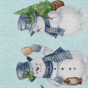 HomeRoots 10' Sky Blue Denim Blue & Ivory Snowmen Rug - Durable, Washable Indoor/Outdoor Area Mat for All Spaces 621783