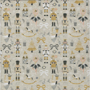 HomeRoots 10' Washable Beige Gold Black & Gray Village House Area Rug for Indoor/Outdoor High-Traffic Areas 621795