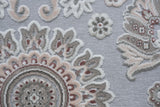 Sams International Napa Lily Machine Made Viscose, Plush Acrylic Floral  Rug Gray, Ivory, Blush 5'3" x 7'6"