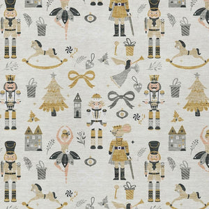 HomeRoots 10' Washable Ivory Gold Black Gray Village House Area Rug - Durable, Stylish for Indoor/Outdoor Use 621807