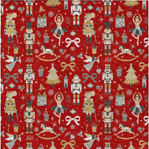 HomeRoots 5' Vibrant Red Gold Black Gray Village House Washable Area Rug for Indoor Outdoor Spaces 621815