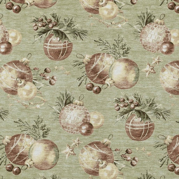 HomeRoots 8' Indoor/Outdoor Washable Area Rug in Artichoke Green, Brown & Beige with Star Motif Design 621823