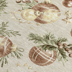 HomeRoots 5' Stars Washable Indoor Outdoor Area Rug in Beige, Brown & Ivory - Durable, Versatile & Easy Care! 621827