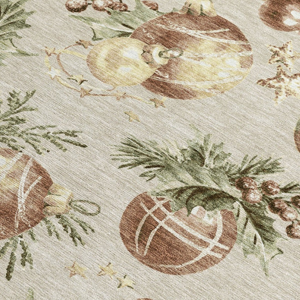 HomeRoots 5' Stars Washable Indoor Outdoor Area Rug in Beige, Brown & Ivory - Durable, Versatile & Easy Care! 621827
